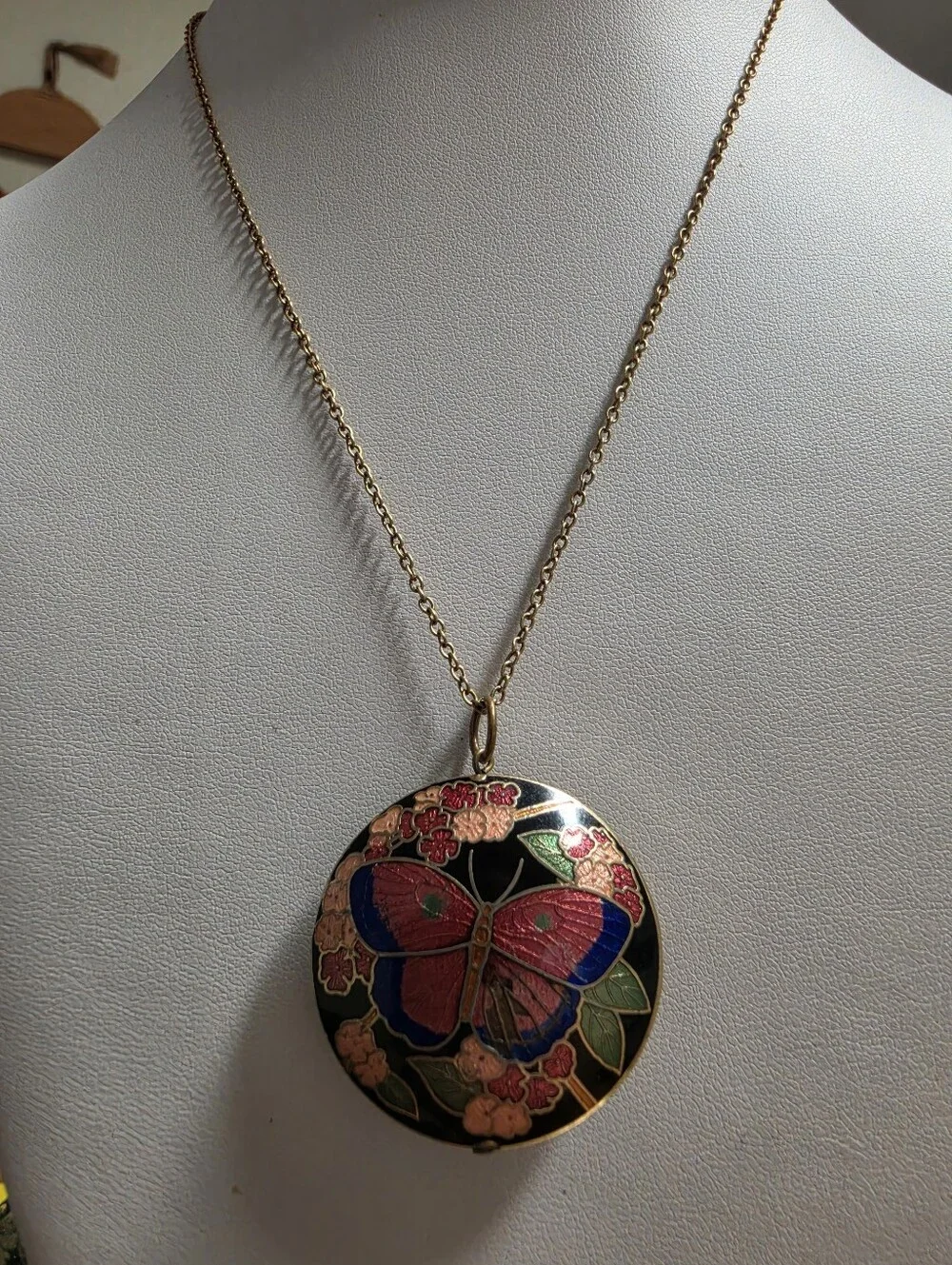 Cloisonne Butterfly Pendant Necklace